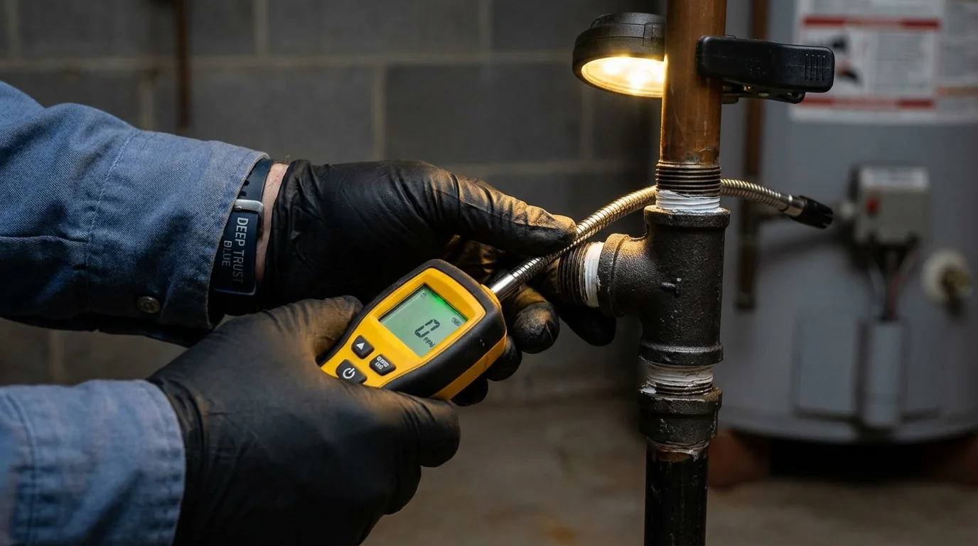Gas leak detection with electronic sniffer by Johns Plumbing LLC in Gunter