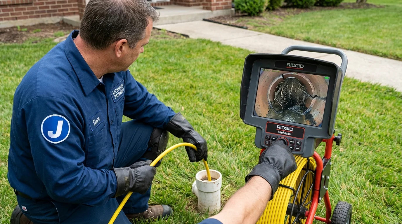 Sewer camera inspection being performed by Johns Plumbing LLC in Gunter